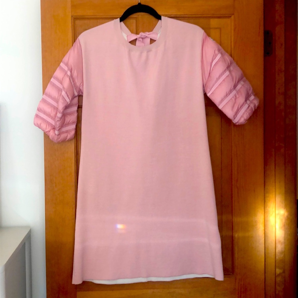 Moncler S pink cotton & down sleeve dress